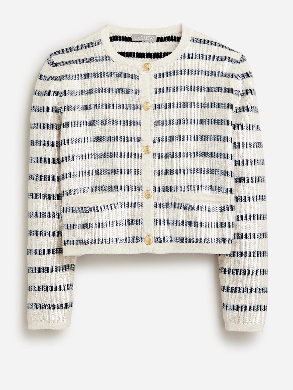 NWT! J.Crew Emilie Sweater Lady Jacket in sequin stripe | Size M